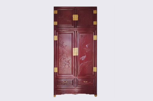 德阳高端中式家居装修深红色纯实木衣柜