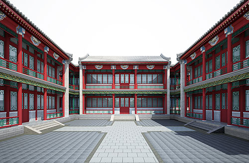 德阳北京四合院设计古建筑鸟瞰图展示